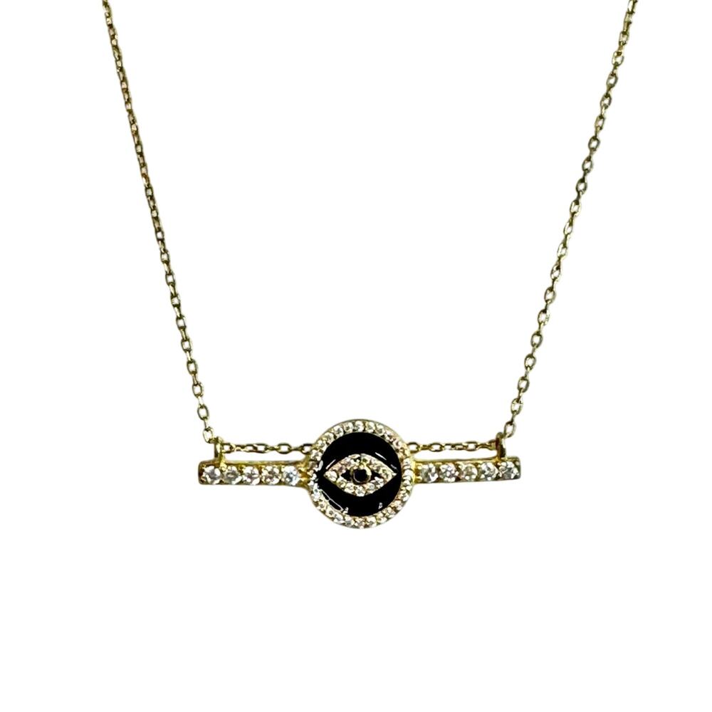 Rachel Zoe Designer Crystal Bar Pendant Necklace – Gold-Tone Sterling Silver